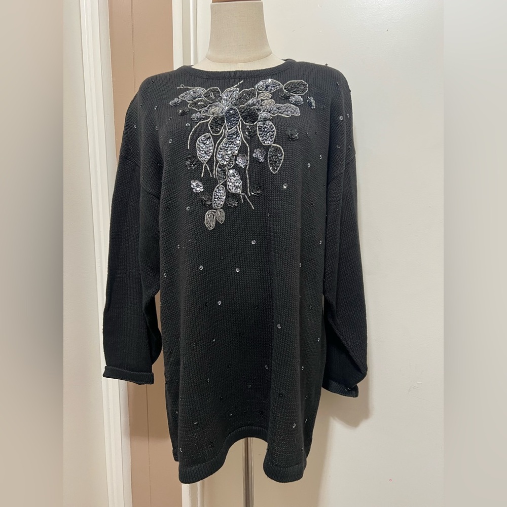 Celina Yang 1990’s Vintage Black Sweater With  Sequin Detail women’s Size 1X